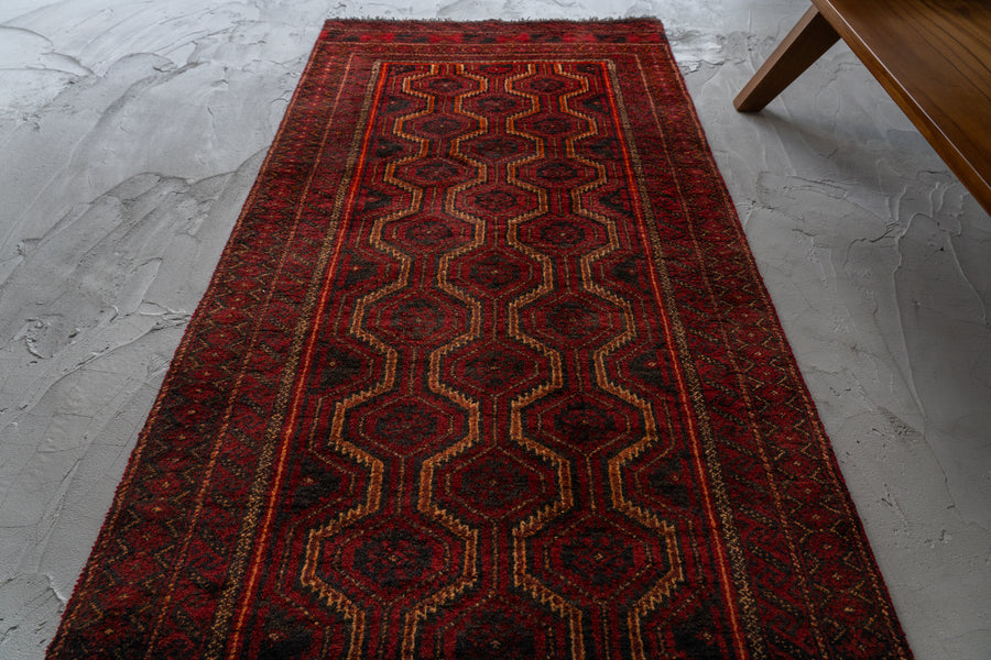 イラン産 1980年代 トライバルラグ】ペルシャ絨毯-ヴィンテージラグ