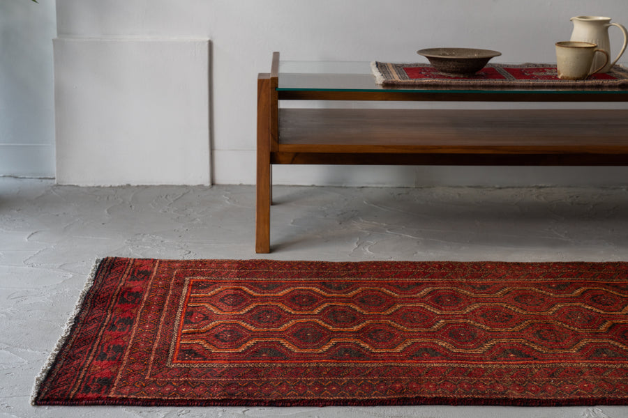 イラン産 1980年代 トライバルラグ】ペルシャ絨毯-ヴィンテージラグ