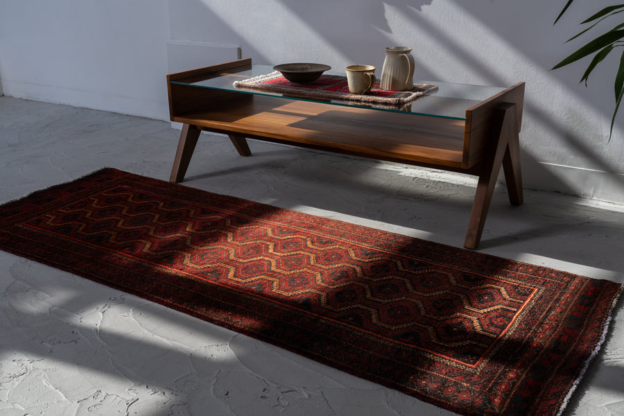 イラン産 1980年代 トライバルラグ】ペルシャ絨毯-ヴィンテージラグ