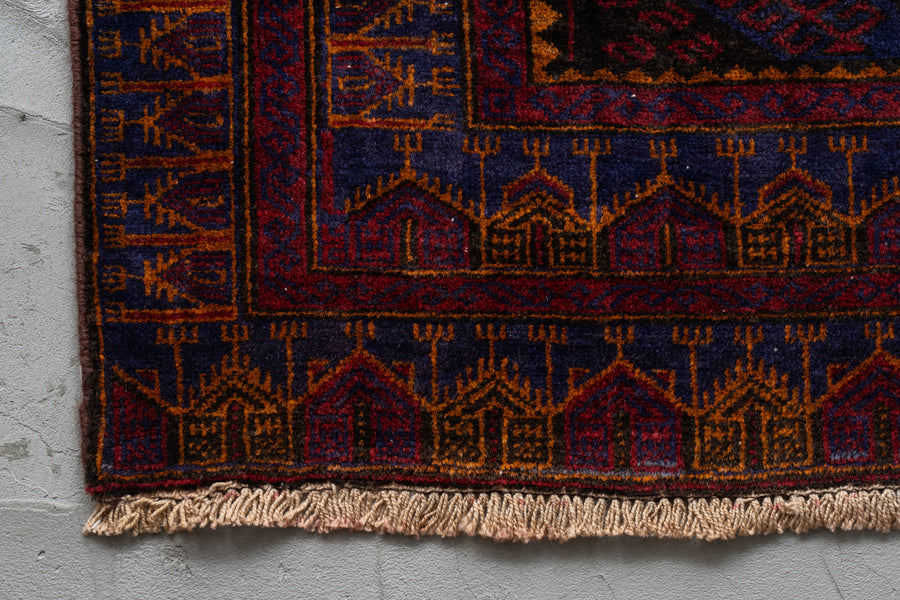 アフガニスタン産 1990年代 バルーチラグ】トライバルラグ