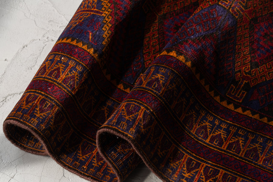 アフガニスタン産 1990年代 バルーチラグ】トライバルラグ