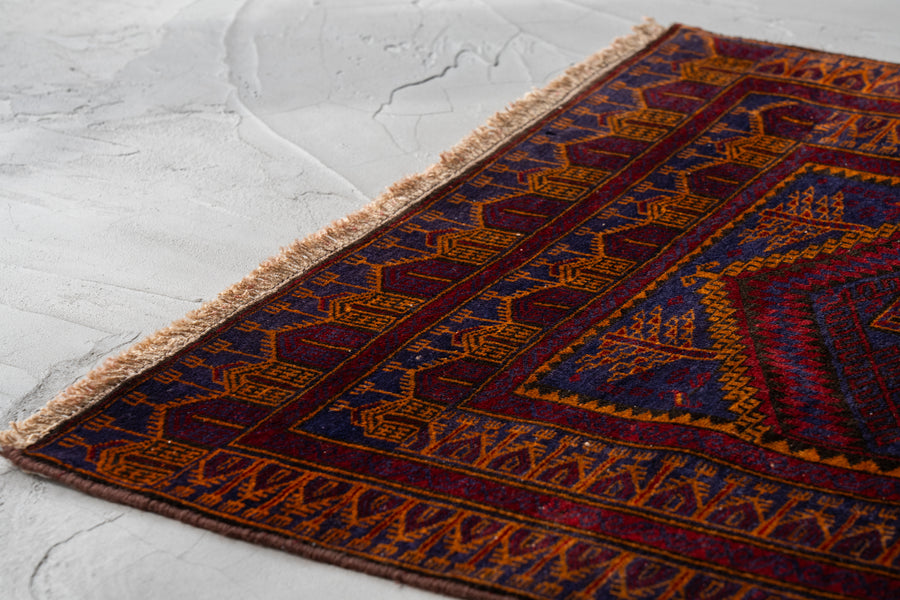 アフガニスタン産 1990年代 バルーチラグ】トライバルラグ