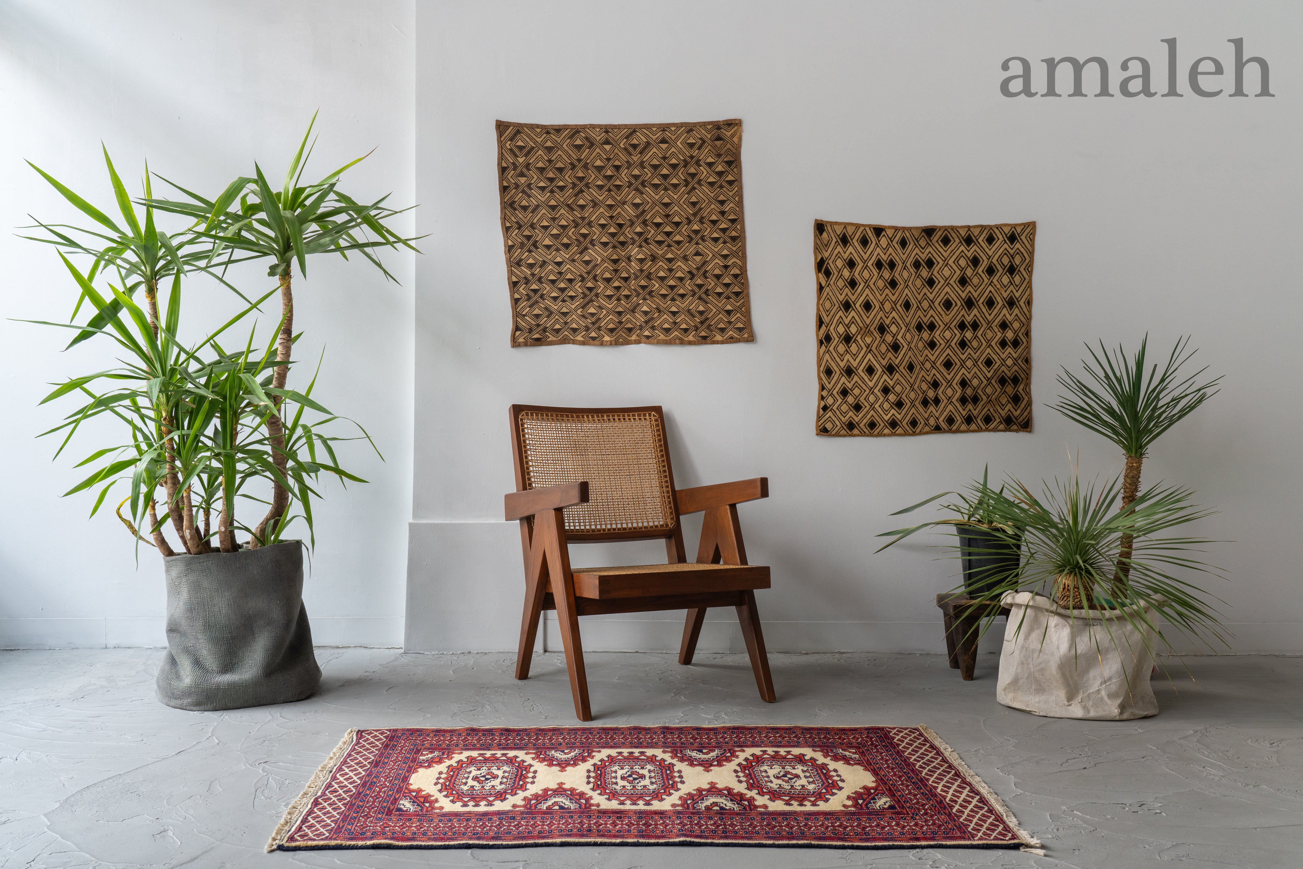 希少ヴィンテージラグ　ラホール産　トライバルラグ（89×63cm）ウール　緑・黒 オールドトライバル | ラグ・絨毯専門店 G.E.M ONLINE STORE