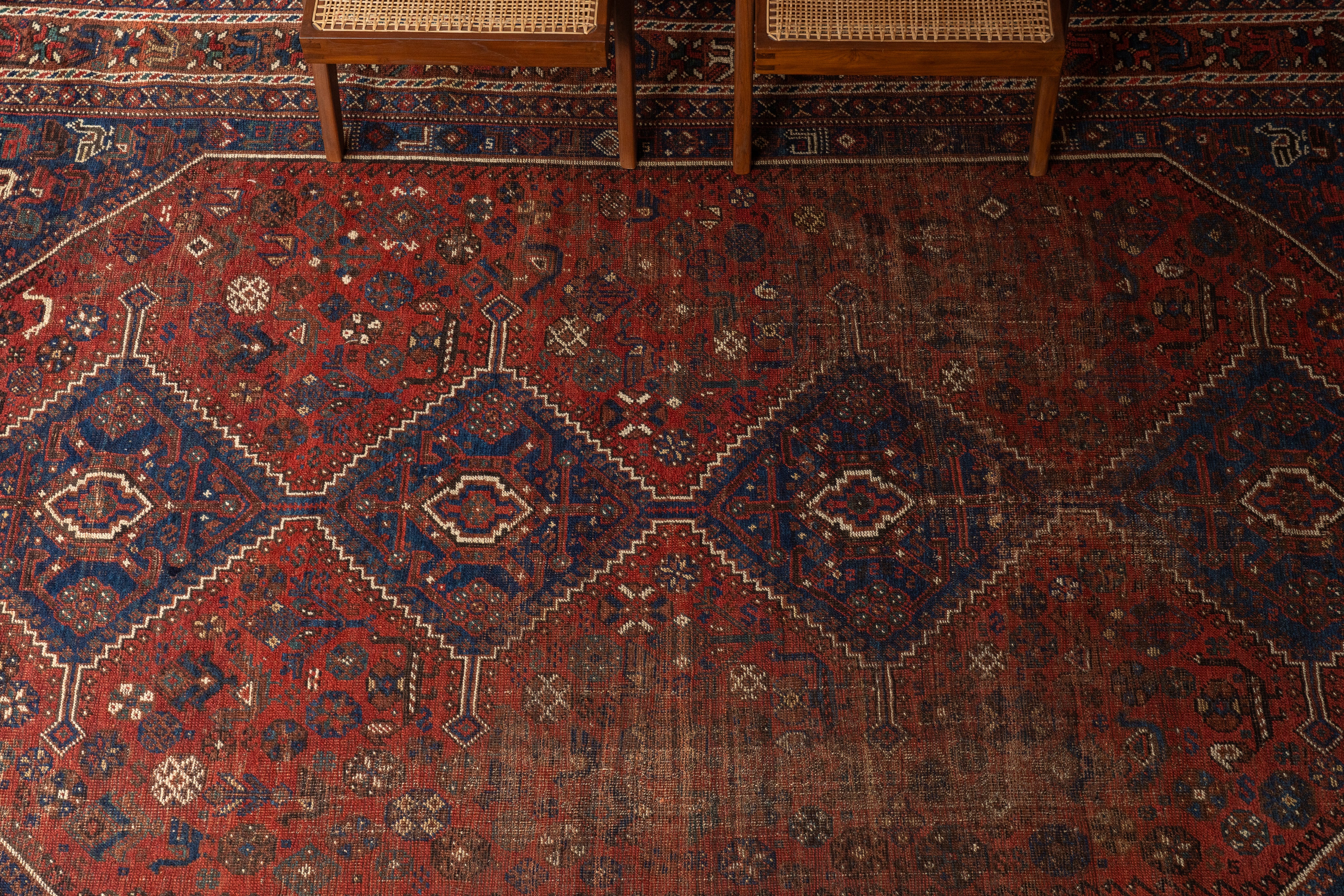 イラン産 1930年代 トライバルラグ】ペルシャ絨毯-ヴィンテージ