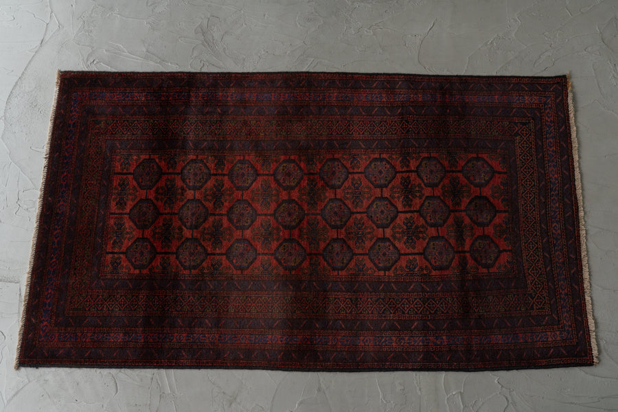 【90's バルーチ作】 アフガニスタン産　ウール トライバルラグ アフガニスタン産 1990年代 バルーチ族】トライバルラグ-ヴィンテージ