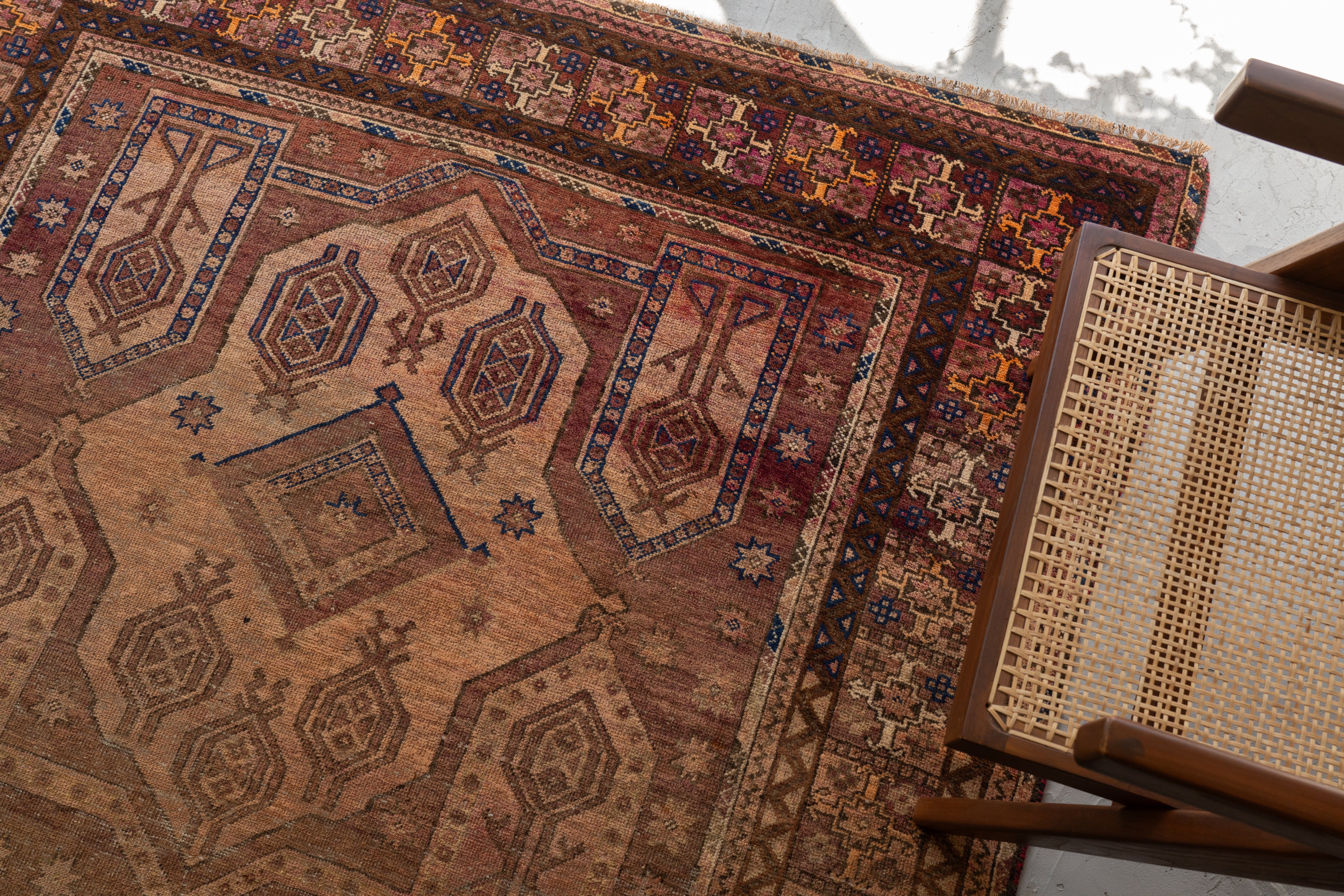 イラン産 1940年代 トライバルラグ】ペルシャ絨毯-ヴィンテージラグ