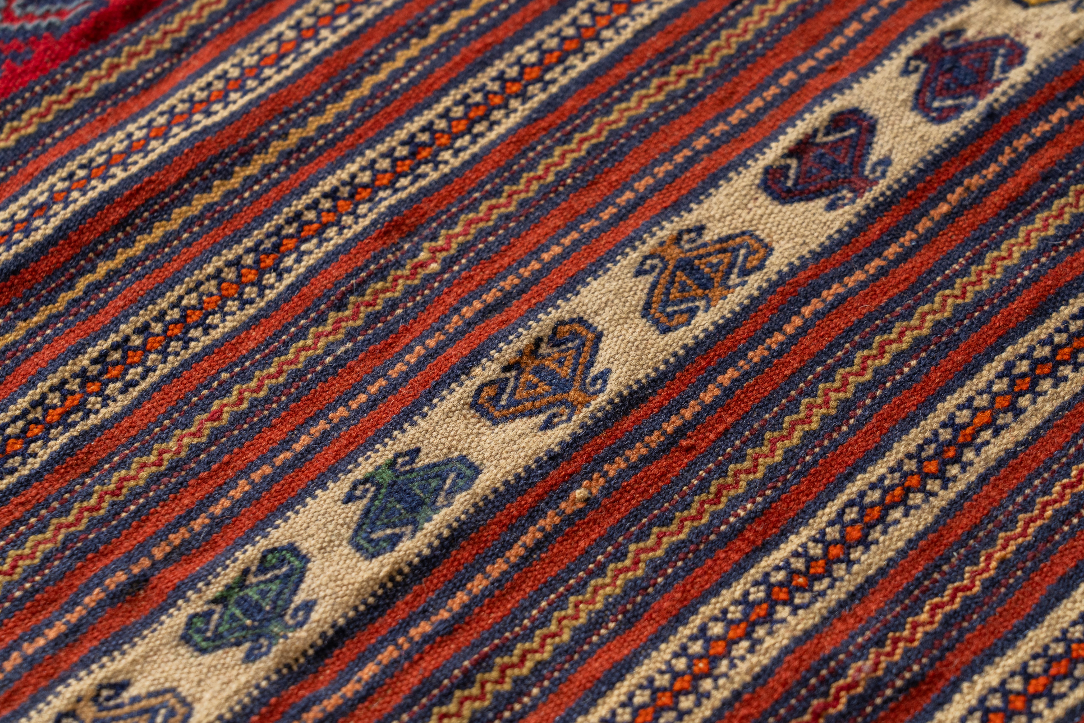 トライバル柄　ヴィンテージキリムラグ アフガニスタン 1990年代 キリム】トライバルラグ-ヴィンテージラグ