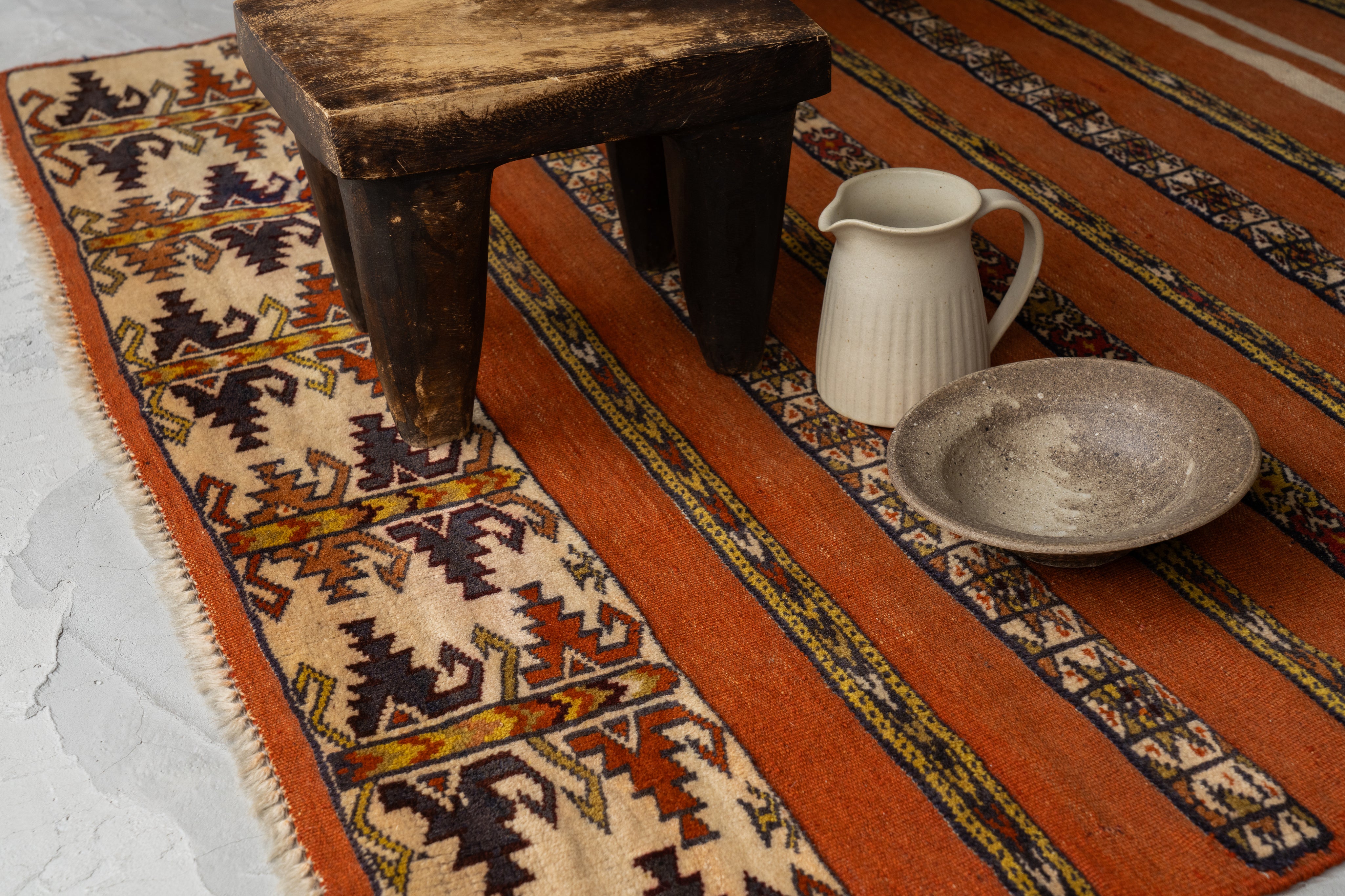 【最終値下げ】 80s ヴィンテージ アフガンラグ　キリム　トライバルラグ アフガニスタン 1980年代 キリム】トライバルラグ-ヴィンテージラグ