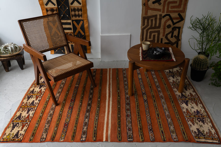 アフガニスタン 1980年代 キリム】トライバルラグ-ヴィンテージラグ