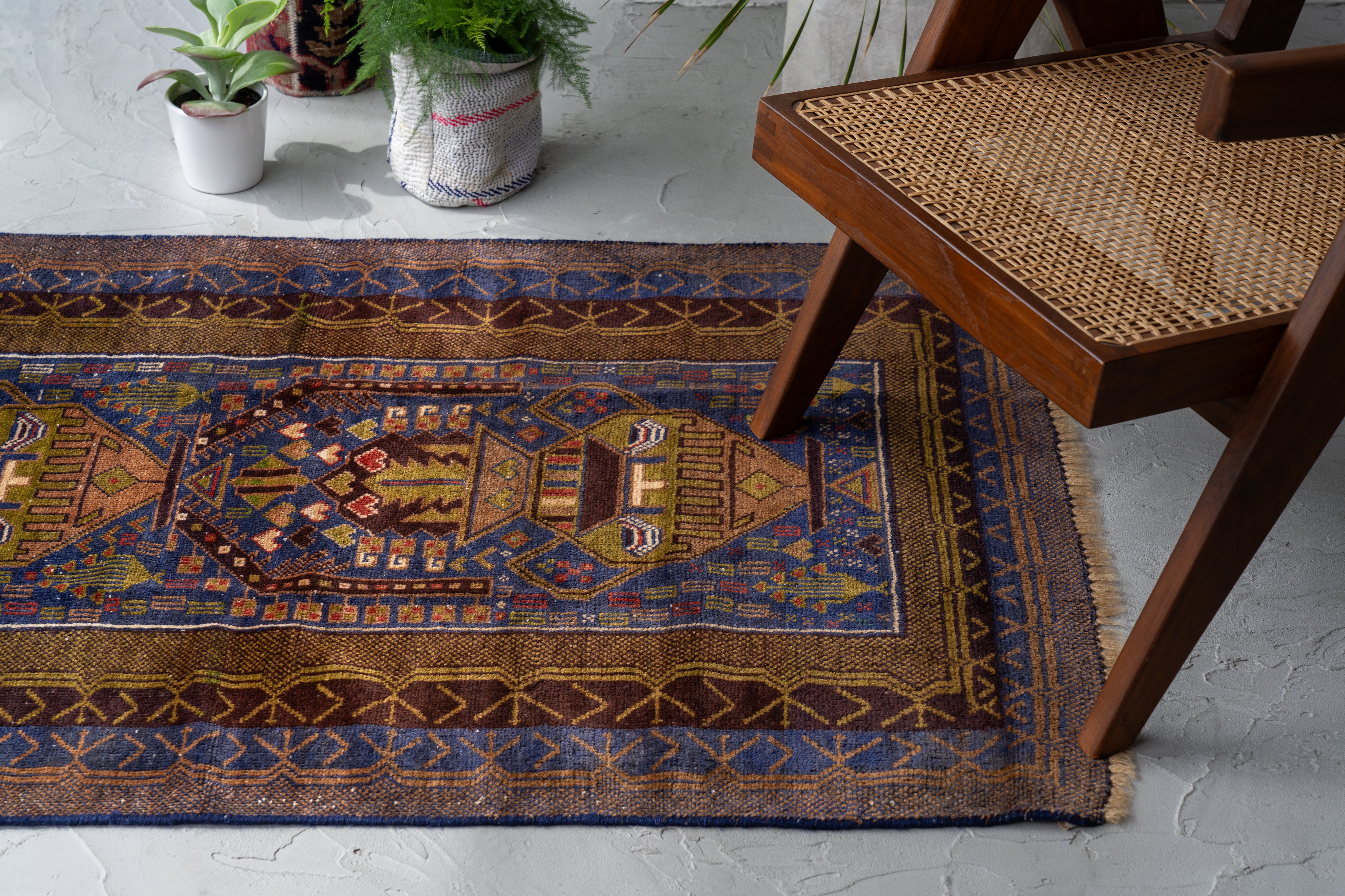 ※【てふてふ】90s マシュワニ　トライバルラグ　ヴィンテージラグ てふてふ】90s マシュワニ トライバルラグ ヴィンテージラグ