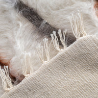 新品wool100％　ホワイトミルキー　バッターニエ　トルコヴィンテージラグ トルコ産 シールトバッターニエ】手織りブランケット-Siirt Battaniye