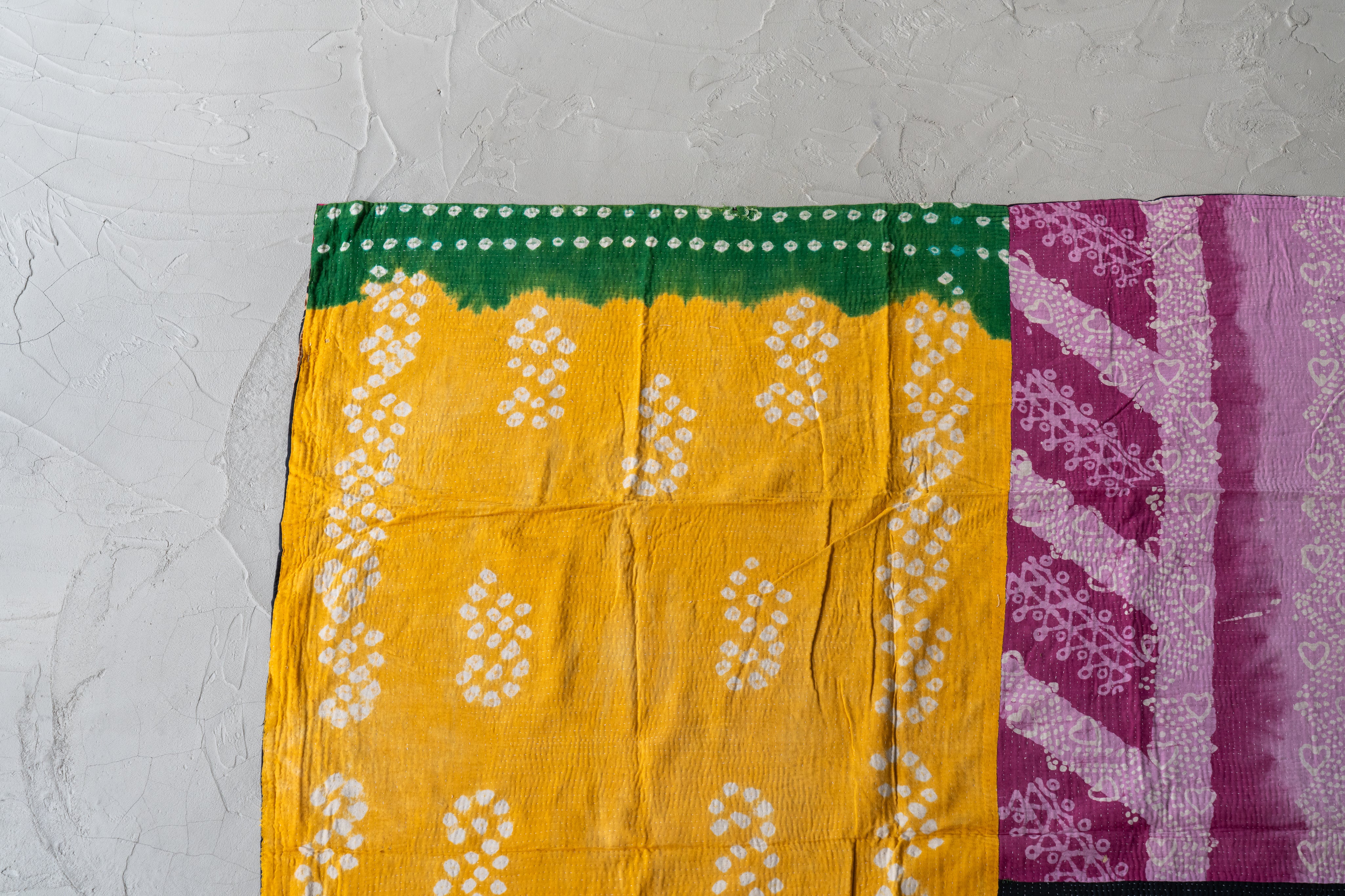 インド産 カンタキルト・ラリーキルト】ヴィンテージキルト-手織り絨毯