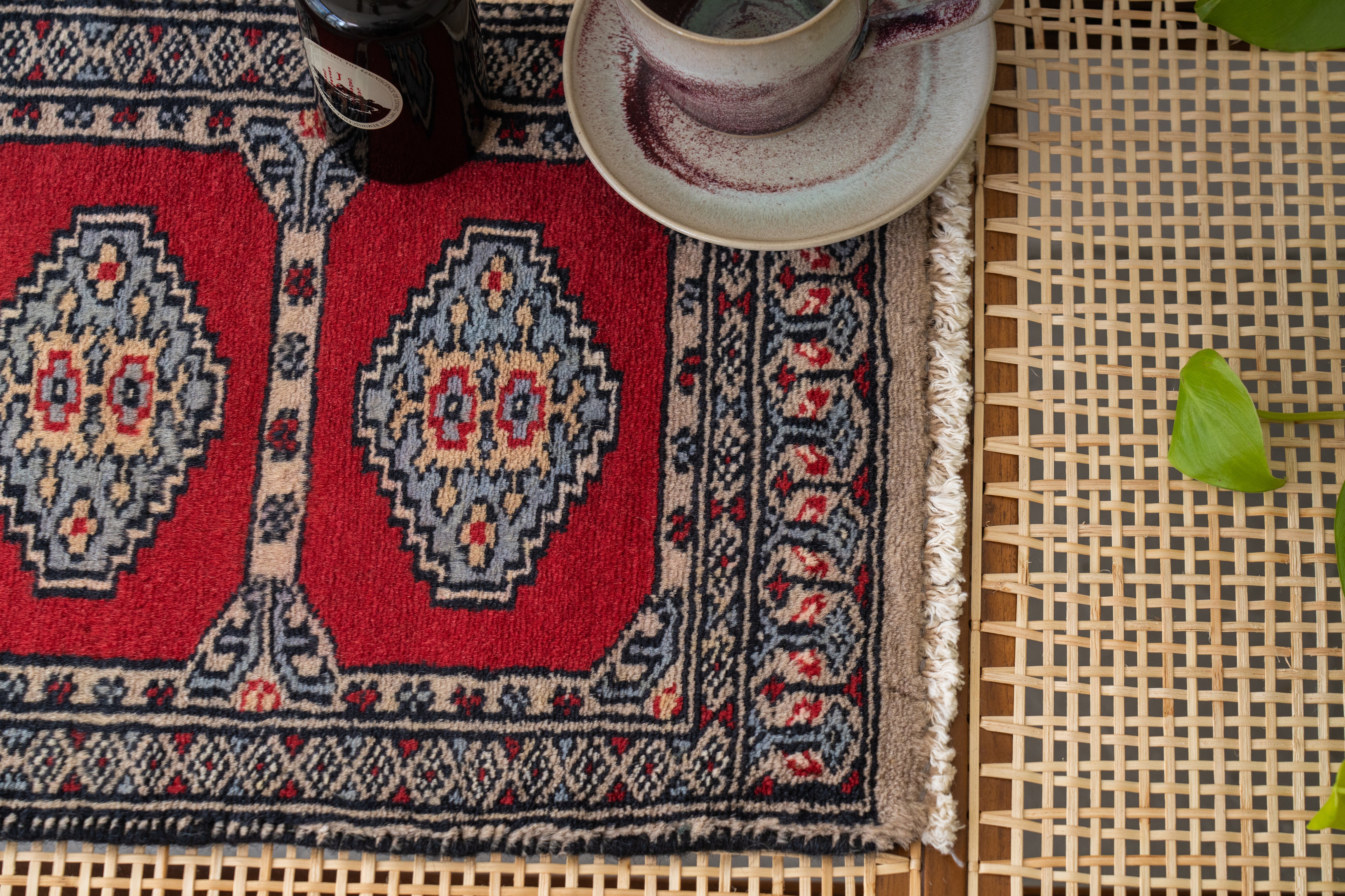 パキスタン産 1990年代 ミニラグ】ミニランナー-パキスタンラグ-手織り