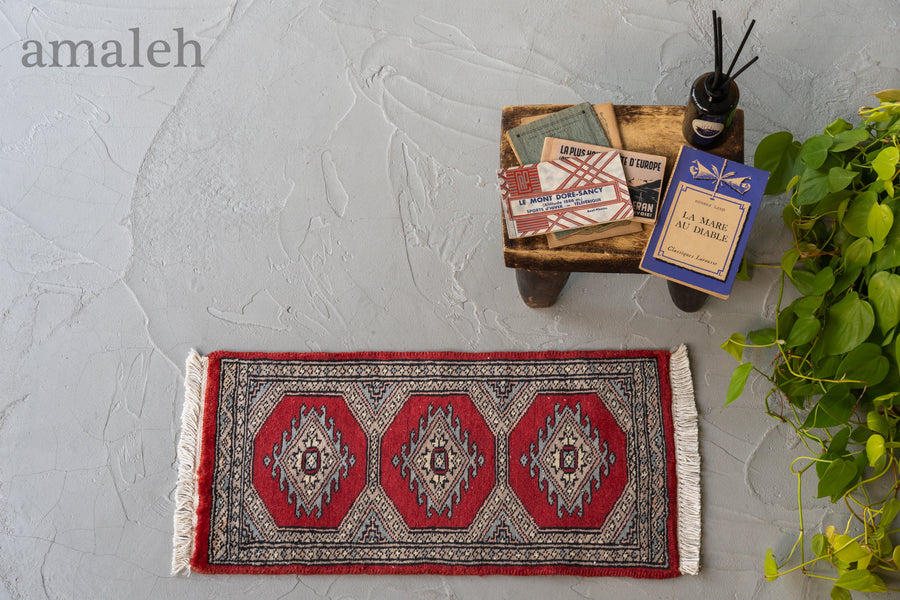 パキスタン産 1990年代 ミニラグ】ミニランナー-パキスタンラグ-手織り