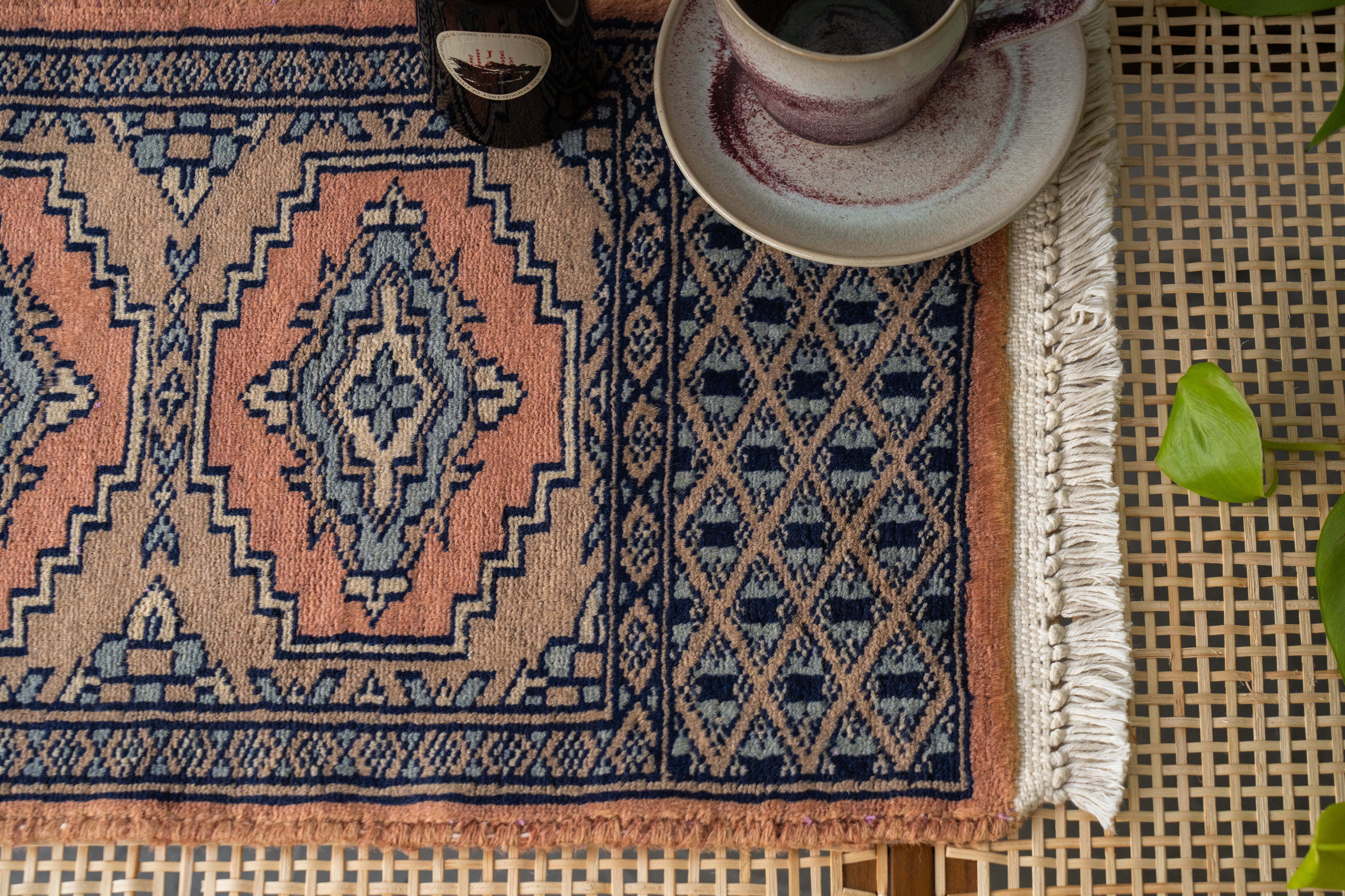 パキスタン産 1990年代 ミニラグ】ミニランナー-パキスタンラグ-手織り