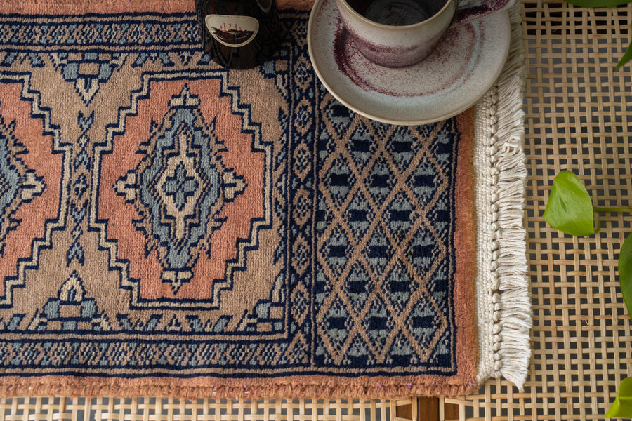 パキスタン産 1990年代 ミニラグ】ミニランナー-パキスタンラグ-手織り