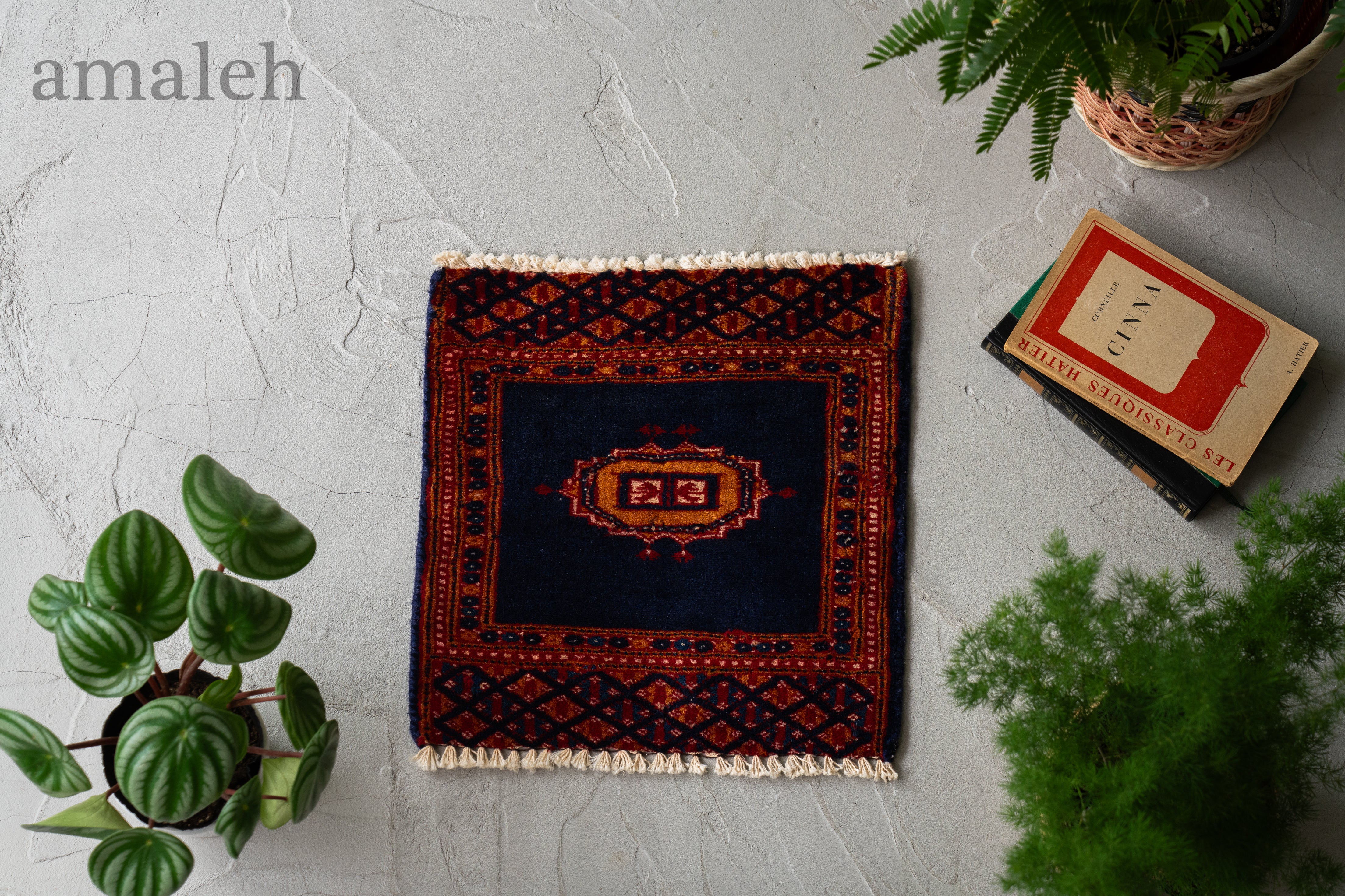 vintage rug, 202 トライバルラグ ミニマット 手織り MINI RUG ミニラグ】ヴィンテージラグ専門店amaleh-トライバルラグ